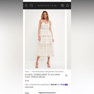 Size L Endless Rose White & Floral Midi Dress